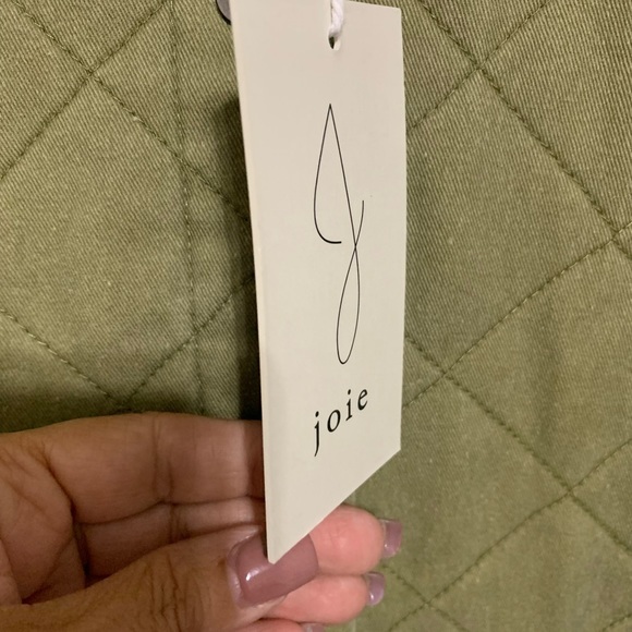 JOIE Diamond Quilted Utility Barn Chore Jacket Olive Green Cotton NWT Medium - Picture 4 of 5